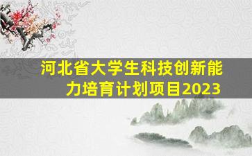 河北省大学生科技创新能力培育计划项目2023