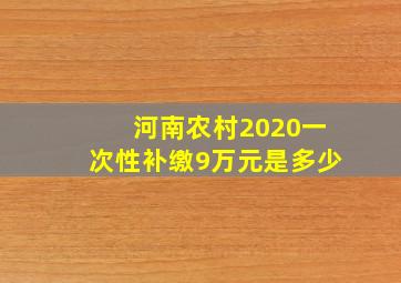 河南农村2020一次性补缴9万元是多少