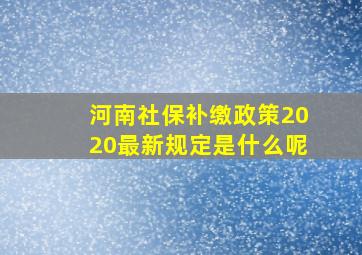 河南社保补缴政策2020最新规定是什么呢