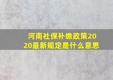 河南社保补缴政策2020最新规定是什么意思