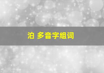 泊 多音字组词