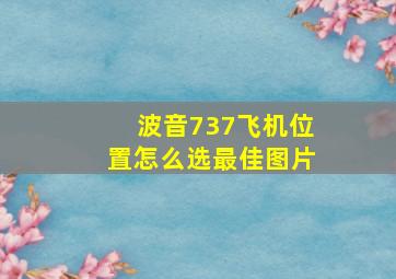 波音737飞机位置怎么选最佳图片