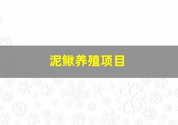 泥鳅养殖项目