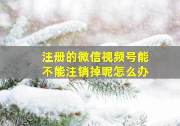 注册的微信视频号能不能注销掉呢怎么办