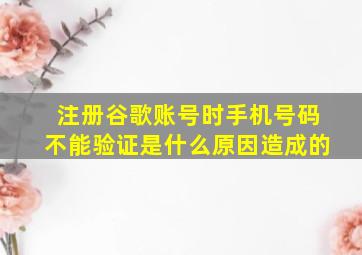 注册谷歌账号时手机号码不能验证是什么原因造成的