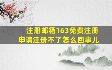 注册邮箱163免费注册申请注册不了怎么回事儿