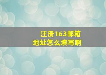 注册163邮箱地址怎么填写啊