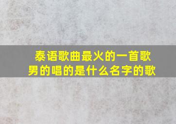 泰语歌曲最火的一首歌男的唱的是什么名字的歌