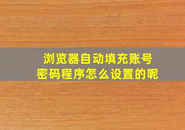 浏览器自动填充账号密码程序怎么设置的呢