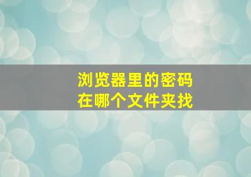 浏览器里的密码在哪个文件夹找