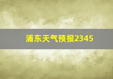 浦东天气预报2345