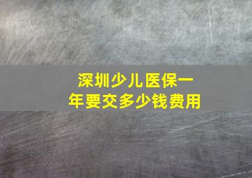 深圳少儿医保一年要交多少钱费用