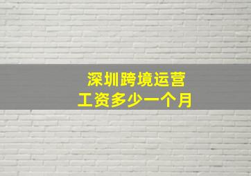 深圳跨境运营工资多少一个月