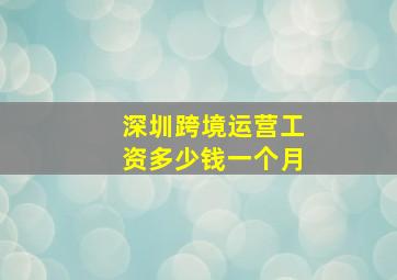 深圳跨境运营工资多少钱一个月