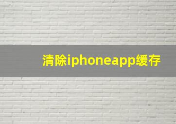 清除iphoneapp缓存