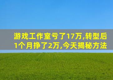 游戏工作室亏了17万,转型后1个月挣了2万,今天揭秘方法