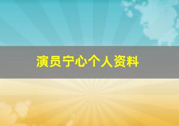 演员宁心个人资料