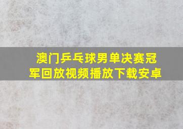 澳门乒乓球男单决赛冠军回放视频播放下载安卓