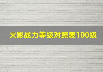 火影战力等级对照表100级