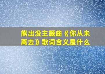 熊出没主题曲《你从未离去》歌词含义是什么