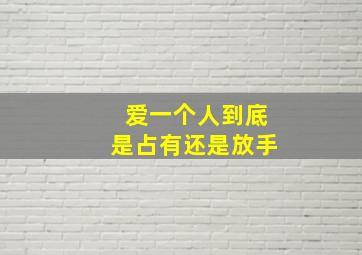 爱一个人到底是占有还是放手