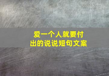 爱一个人就要付出的说说短句文案