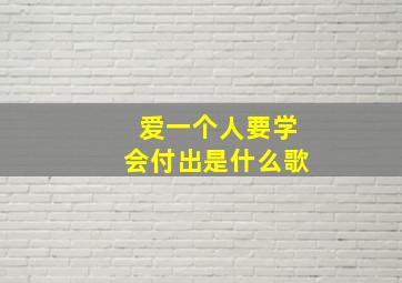 爱一个人要学会付出是什么歌