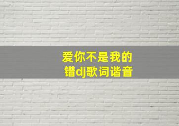 爱你不是我的错dj歌词谐音