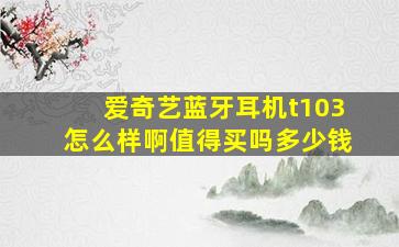 爱奇艺蓝牙耳机t103怎么样啊值得买吗多少钱