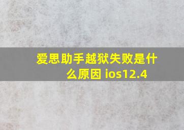 爱思助手越狱失败是什么原因 ios12.4