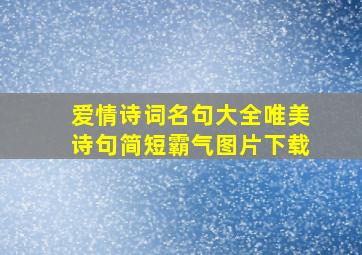 爱情诗词名句大全唯美诗句简短霸气图片下载