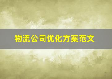 物流公司优化方案范文