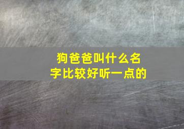 狗爸爸叫什么名字比较好听一点的