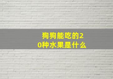 狗狗能吃的20种水果是什么