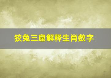 狡兔三窟解释生肖数字