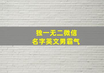 独一无二微信名字英文男霸气