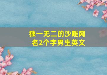 独一无二的沙雕网名2个字男生英文