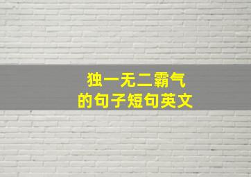 独一无二霸气的句子短句英文