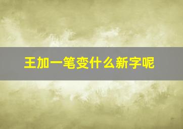 王加一笔变什么新字呢