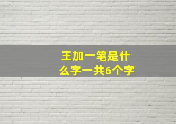 王加一笔是什么字一共6个字