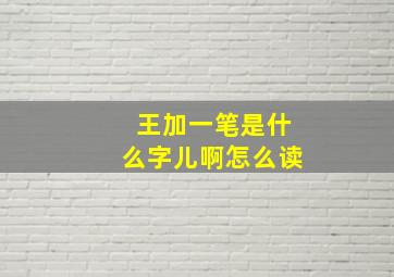 王加一笔是什么字儿啊怎么读