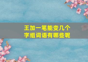 王加一笔能变几个字组词语有哪些呢