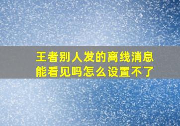 王者别人发的离线消息能看见吗怎么设置不了