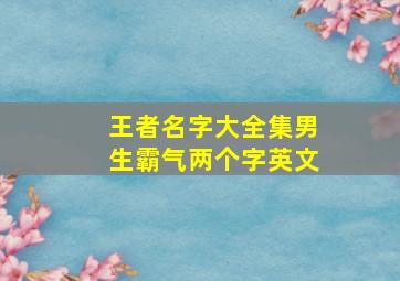 王者名字大全集男生霸气两个字英文