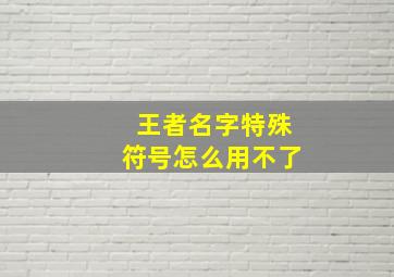 王者名字特殊符号怎么用不了