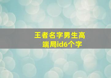 王者名字男生高端局id6个字