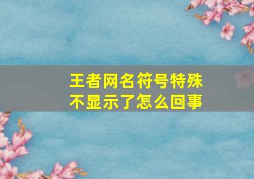 王者网名符号特殊不显示了怎么回事