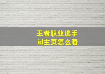 王者职业选手id主页怎么看