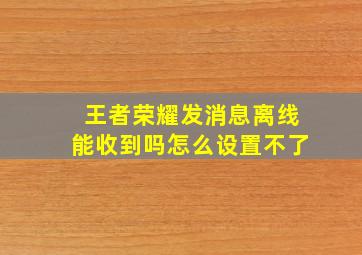 王者荣耀发消息离线能收到吗怎么设置不了