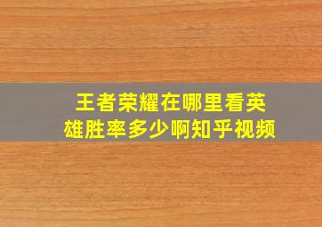 王者荣耀在哪里看英雄胜率多少啊知乎视频